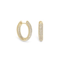 Thumbnail for 14 Karat Gold Plated CZ In/Out Hoop Earrings