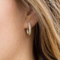Thumbnail for 14 Karat Gold Plated CZ In/Out Hoop Earrings