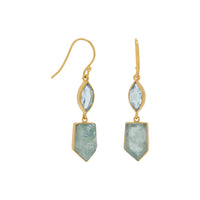 Thumbnail for 14 Karat Gold Plated Blue Topaz and Aquamarine Drop Earrings