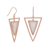 Thumbnail for 14 Karat Rose Gold Plated Rose Quartz Triangle Earrings