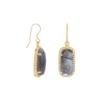 Thumbnail for 14 Karat Gold Plated Labradorite with CZ Edge Earrings