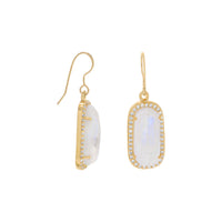 Thumbnail for 14 Karat Gold Plated Rainbow Moonstone with CZ Edge Earrings