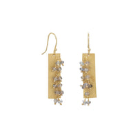 Thumbnail for 14 Karat Gold Plated Textured Rectangle and Labradorite Bead Earrings