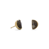 Thumbnail for 14 Karat Gold Plated Half Moon Labradorite Studs