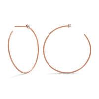 Thumbnail for 14 Karat Rose Gold Plated Lateral 3/4 Hoops with Single CZ