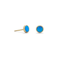 Thumbnail for 14 Karat Gold Plated Synthetic Blue Opal Studs