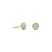 Thumbnail for 14 Karat Gold Plated Synthetic White Opal Studs