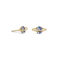 Thumbnail for 14 Karat Gold Plated Mini CZ Planet Studs