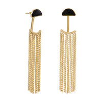 Thumbnail for 14 Karat Gold Plated Black Onyx and Fringe Front Back Earrings