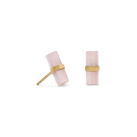 Thumbnail for 14 Karat Gold Plated Pencil Cut Rose Quartz Studs