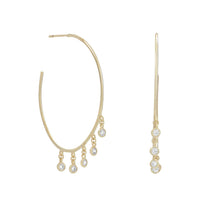 Thumbnail for 14 Karat Gold Plated Dangling CZ Hoops