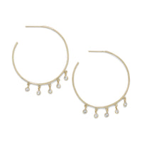 Thumbnail for 14 Karat Gold Plated Dangling CZ Hoops