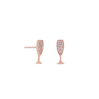 Thumbnail for 14 Karat Rose Gold Plated CZ Champagne Glass Stud Earrings