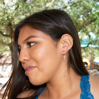 Thumbnail for 14 Karat Rose Gold Plated Hoop Earrings with CZ Cross