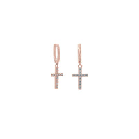 Thumbnail for 14 Karat Rose Gold Plated Hoop Earrings with CZ Cross