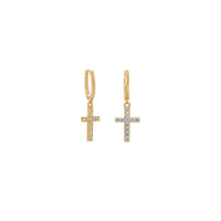 Thumbnail for 14 Karat Gold Plated Hoop Earrings with CZ Cross