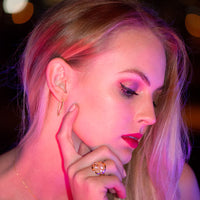Thumbnail for 14 Karat Gold Plated Graduated CZ Vertical Bar Earrings
