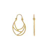 Thumbnail for 14 Karat Gold Plate Line Wire Design Hoop Earrings