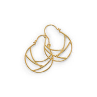 Thumbnail for 14 Karat Gold Plate Line Wire Design Hoop Earrings
