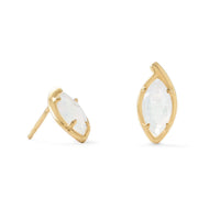 Thumbnail for 14 Karat Gold Plated Marquise Rainbow Moonstone Post Earrings