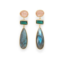 Thumbnail for 14 Karat Gold Plated Multi Stone Post Earrings