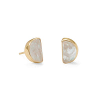 Thumbnail for 14 Karat Gold Plated Half Moon Rainbow Moonstone Post Earrings