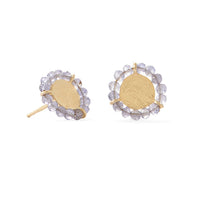 Thumbnail for 14 Karat Gold Plated Bead Edge Post Earrings