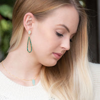 Thumbnail for 14 Karat Gold Plated Rainbow Moonstone and Turquoise Chip Post Earrings