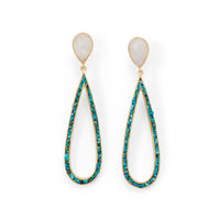 Thumbnail for 14 Karat Gold Plated Rainbow Moonstone and Turquoise Chip Post Earrings