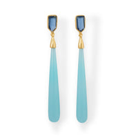 Thumbnail for 14 Karat Gold Plated Chalcedony and Glass Post Earrings