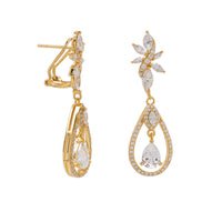 Thumbnail for 14 Karat Gold Plated CZ Cluster Dangle Earrings