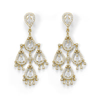 Thumbnail for 14 Karat Gold Plated CZ Pear Chandelier Earrings