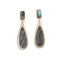 Thumbnail for 14 Karat Gold Plated Labradorite and Desert Druzy Earrings