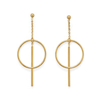 Thumbnail for 14 Karat Gold Plated Long Bar w/Circle Post Earrings