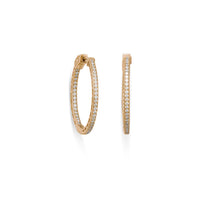 Thumbnail for 14 Karat Gold Plated Round In/Out CZ Hoop Earrings