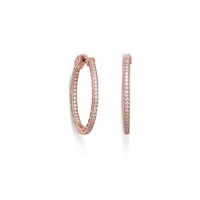 Thumbnail for 14 Karat Rose Gold Plated Round In/Out CZ Hoop Earrings
