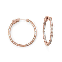 Thumbnail for 14 Karat Rose Gold Plated Round In/Out CZ Hoop Earrings