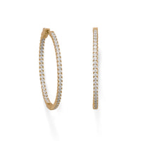 Thumbnail for 14 Karat Gold Plated Oval In/Out CZ Hoop Earrings