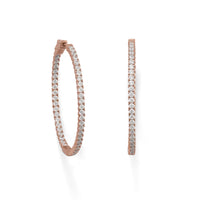 Thumbnail for 14 Karat Rose Gold Plated Oval In/Out CZ Hoop Earrings