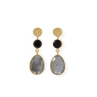 Thumbnail for 14 Karat Gold Plated Black Onyx and Labradorite Post Earring