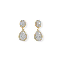 Thumbnail for 14 Karat Gold Plated Oval and Pear CZ Drop Earrings