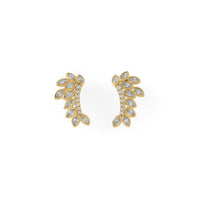 Thumbnail for 14 Karat Gold Plated CZ Leaf Drop Earrings