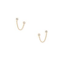 Thumbnail for 14 Karat Gold Plated Round CZ Double Post Earrings