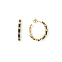 Thumbnail for Bodacious Baguettes! Black Baguette CZ 3/4 Hoop Earrings