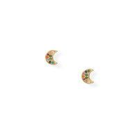 Thumbnail for 14 Karat Gold Plated Multi-Color CZ Moon Earrings