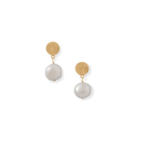 Thumbnail for 14 Karat Gold Plated Disk and Cultured Freshwater Pearl Drop Earrings