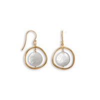 Thumbnail for 14 Karat Gold Plated Oblong Circle with Coin Pearl Earrings