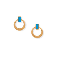 Thumbnail for 14 Karat Gold Plated Turquoise Door Knocker Style Earrings