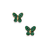 Thumbnail for 14 Karat Gold Plated Green CZ Butterfly Stud Earrings
