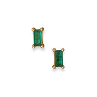 Thumbnail for 14 Karat Gold Plated Green Baguette CZ Earrings